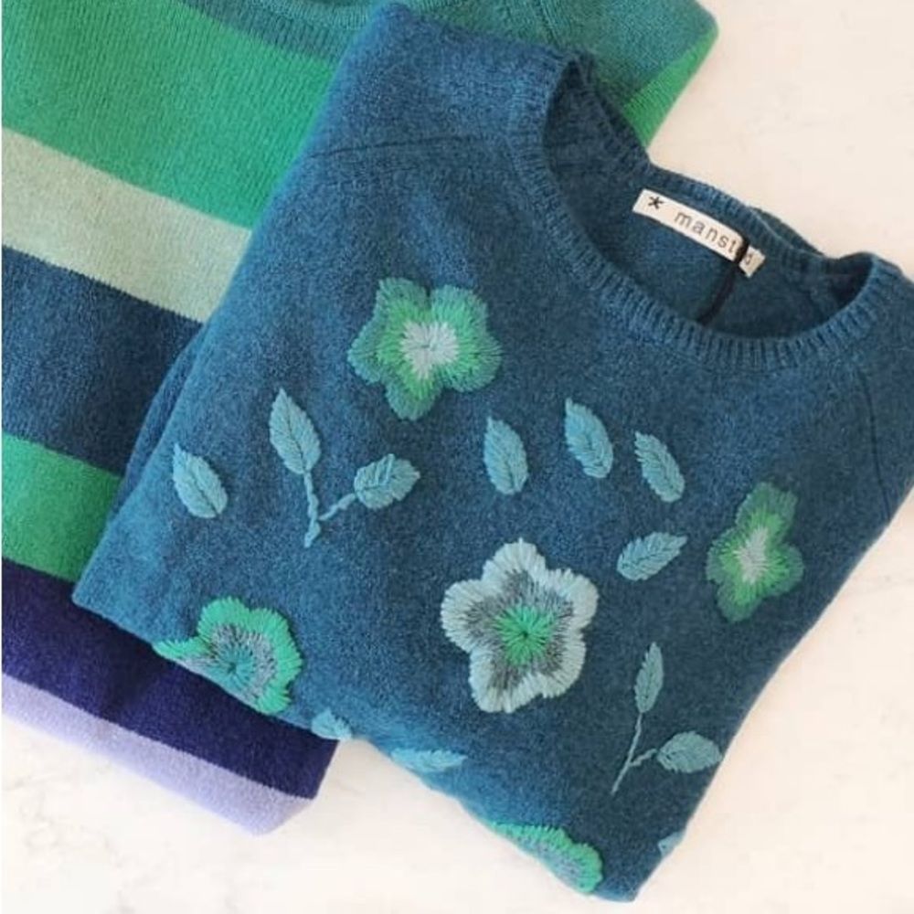 🐑Mansted🐑 Lambswool Embroidered Sweater / Size XL